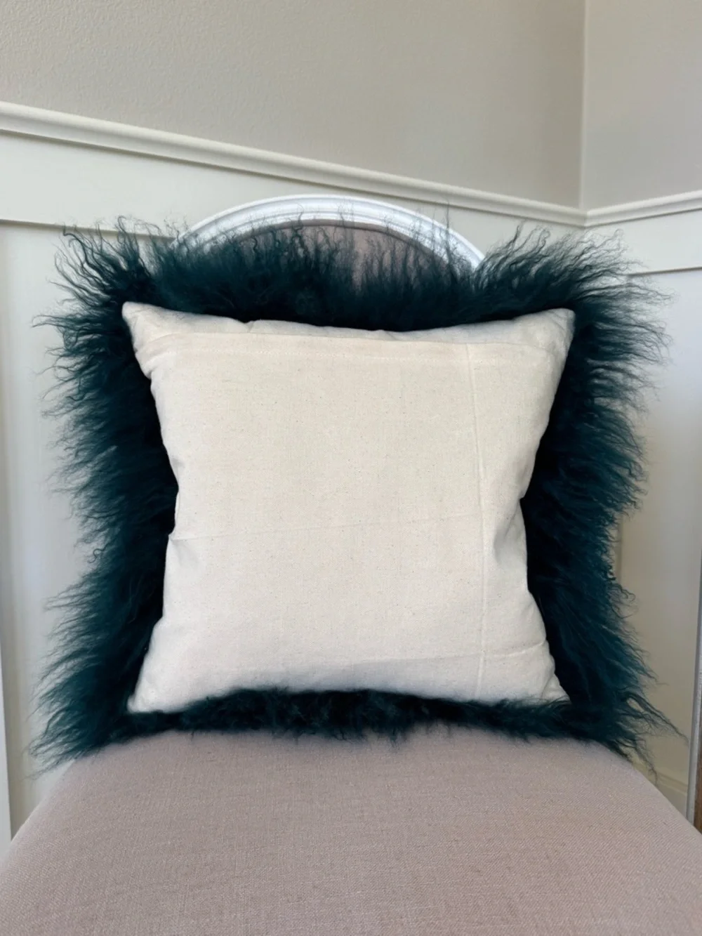 West Elm Dyed Lamb Pillow Teal Size 16 x 16